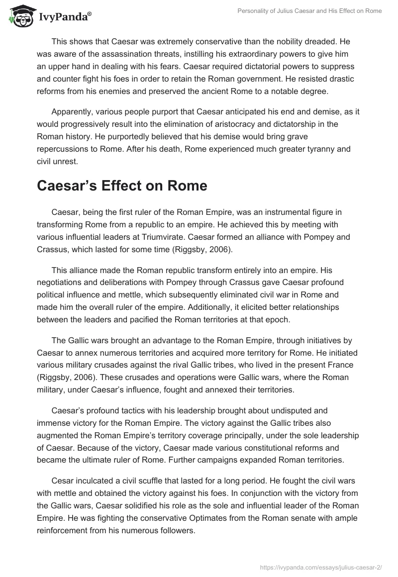 Personality of Julius Caesar and His Effect on Rome. Page 3