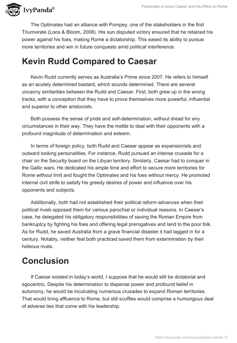 Personality of Julius Caesar and His Effect on Rome. Page 4