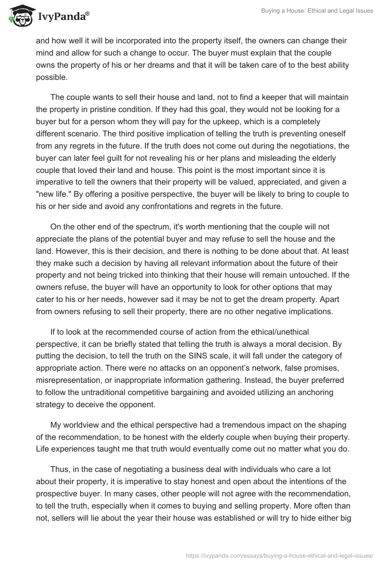 Buying a House: Ethical and Legal Issues. Page 2