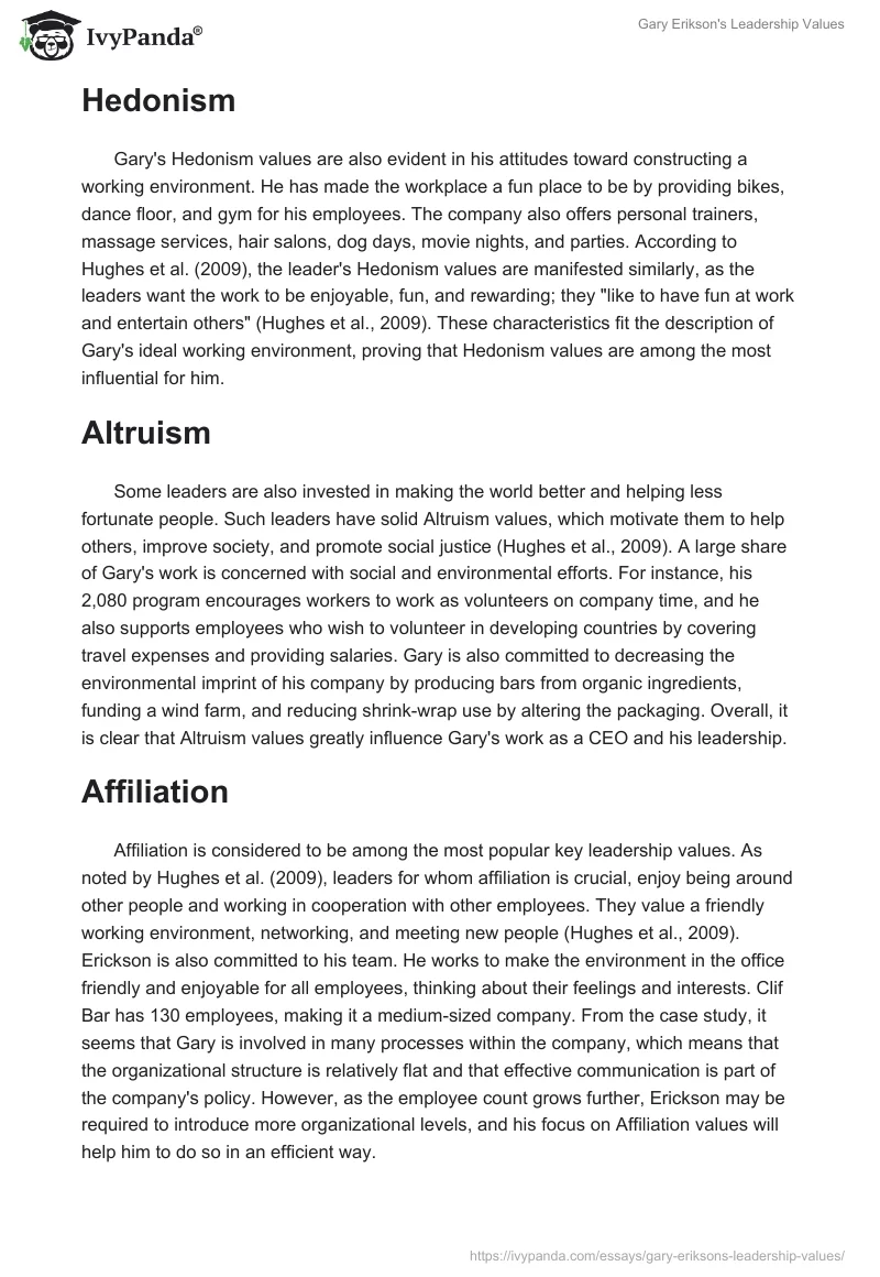 Gary Erikson's Leadership Values. Page 2