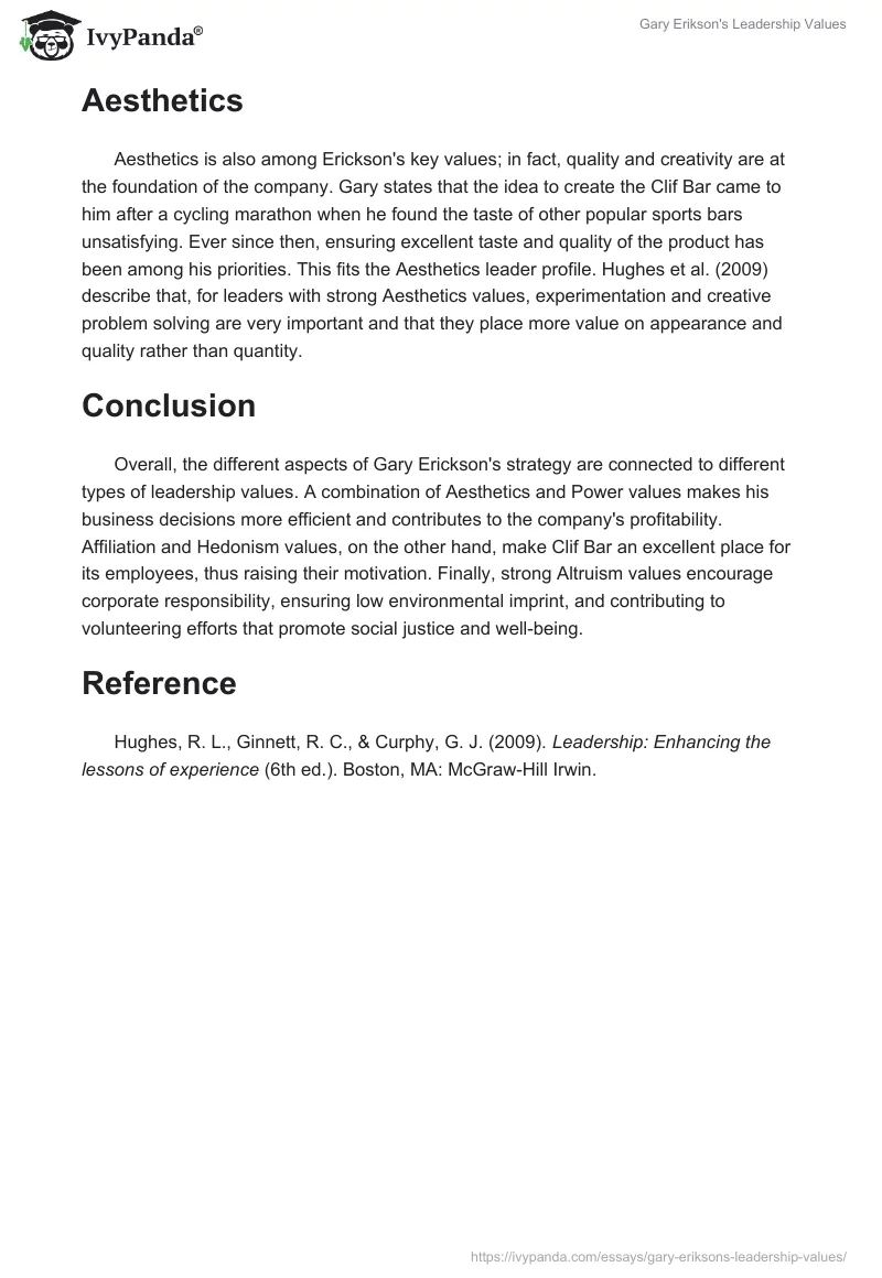 Gary Erikson's Leadership Values. Page 3