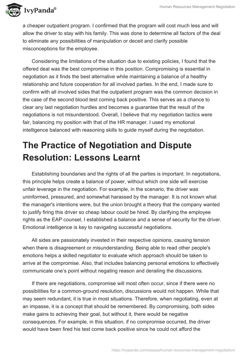 Human Resources Management Negotiation. Page 2