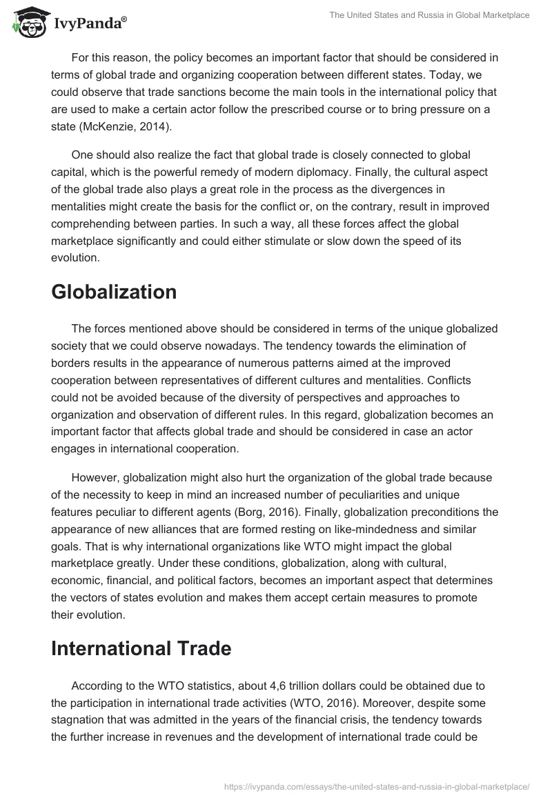 The United States and Russia in Global Marketplace. Page 2