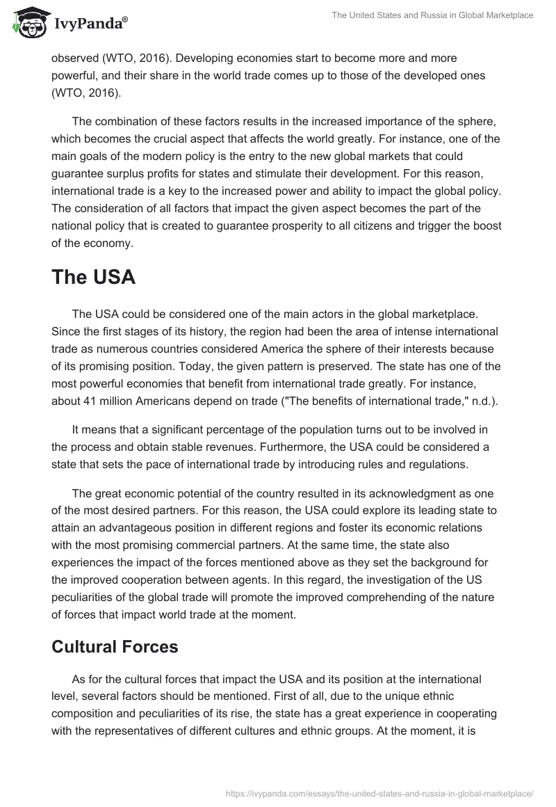 The United States and Russia in Global Marketplace. Page 3