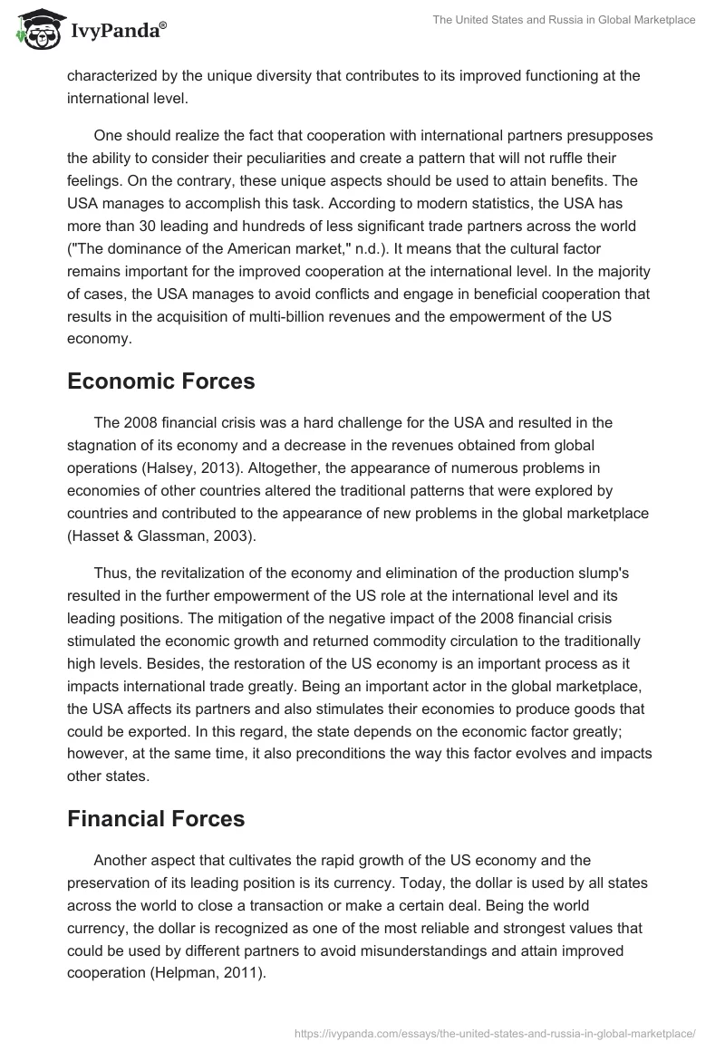 The United States and Russia in Global Marketplace. Page 4