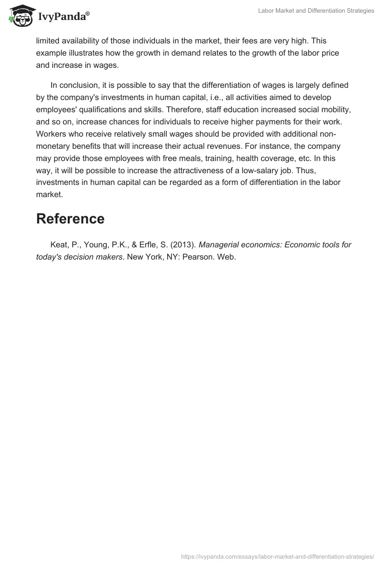 Labor Market and Differentiation Strategies. Page 2