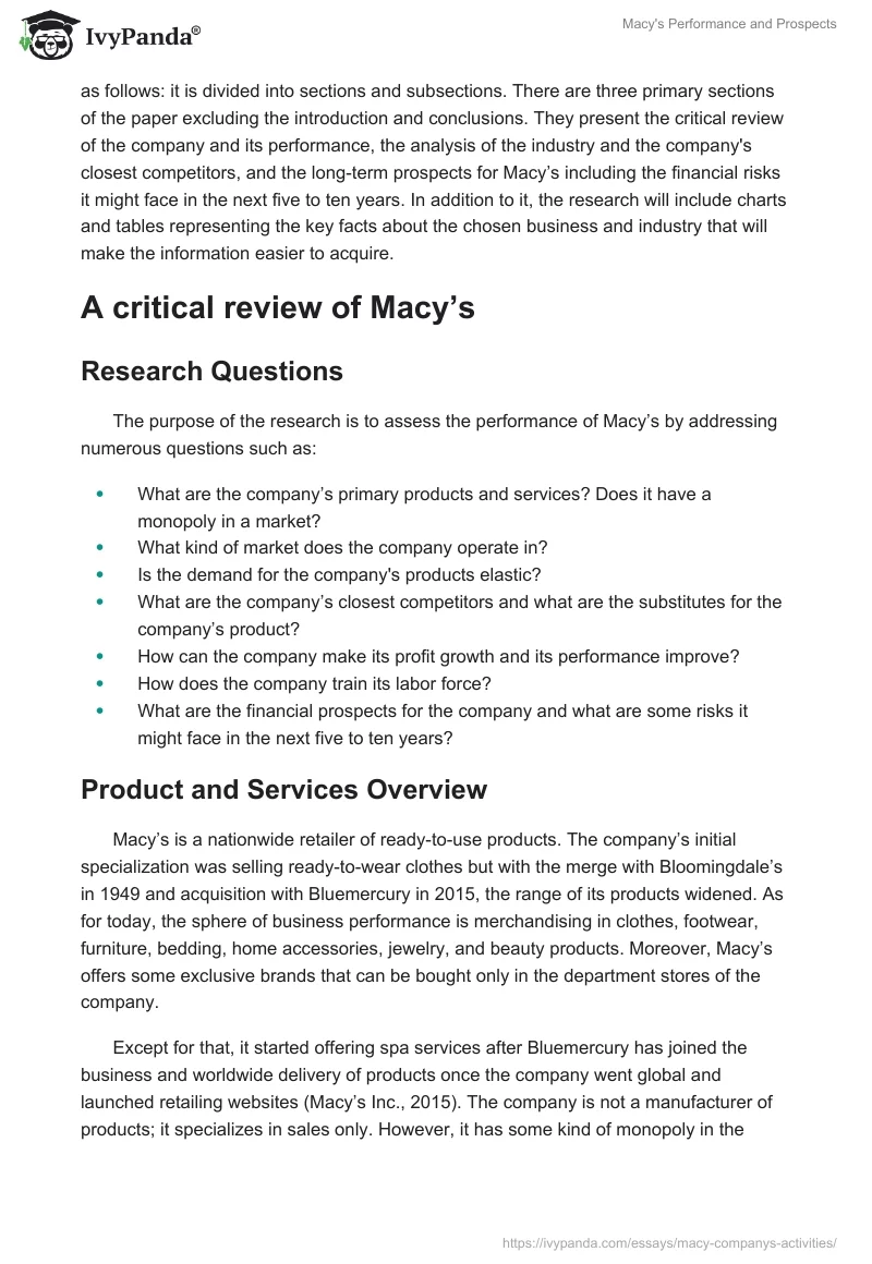 Macy's Performance and Prospects. Page 2