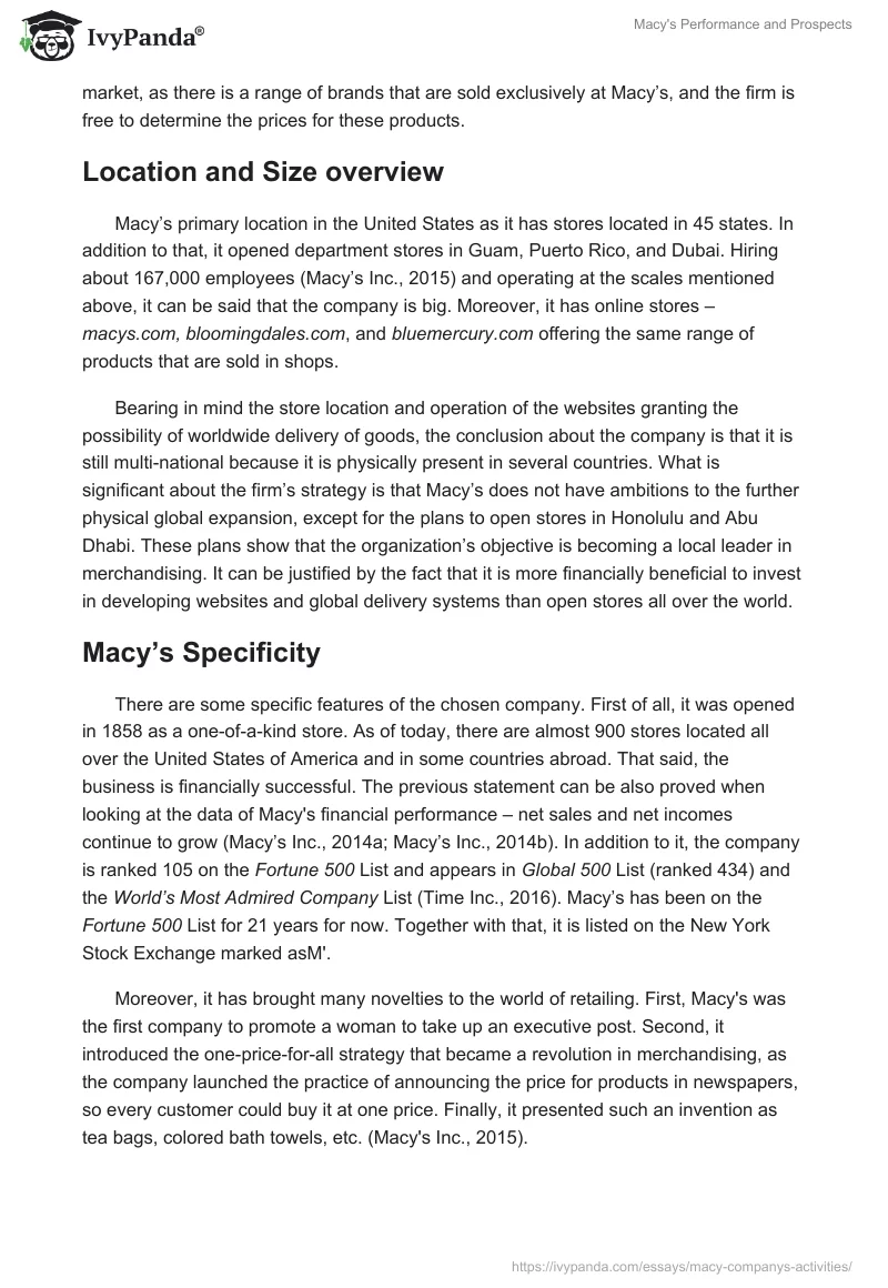 Macy's Performance and Prospects. Page 3