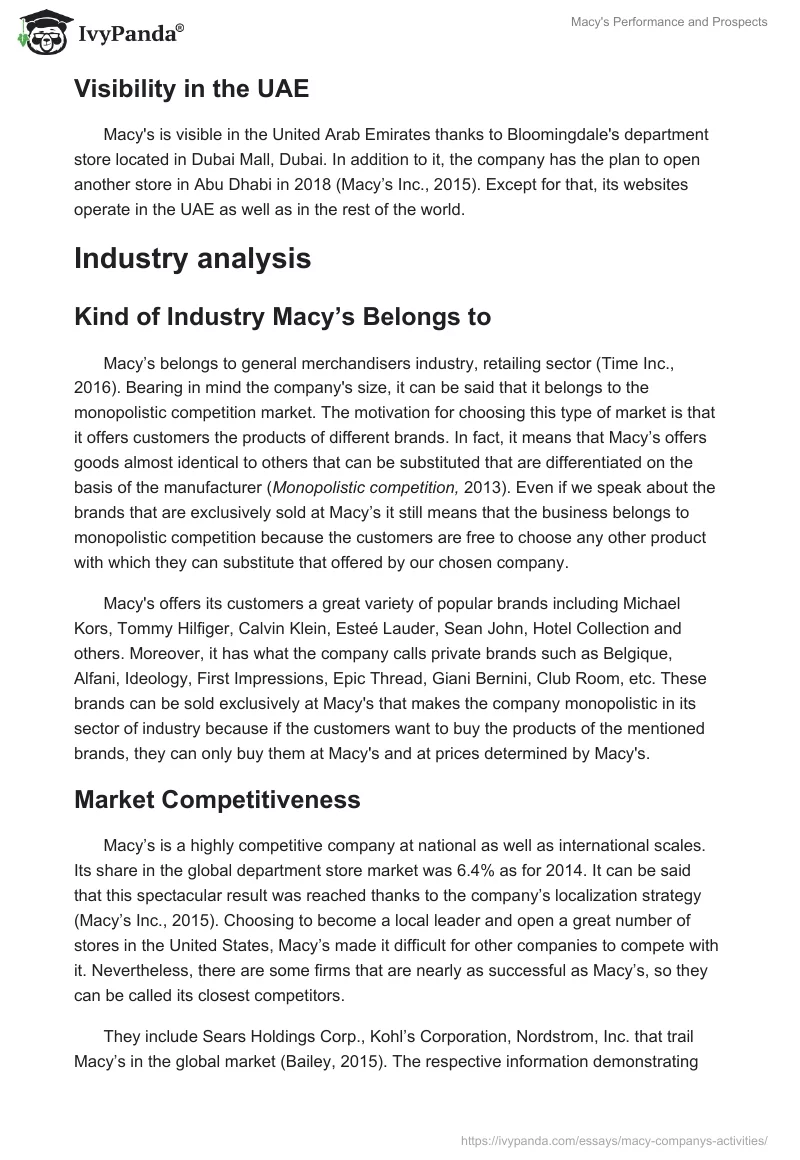 Macy's Performance and Prospects. Page 4