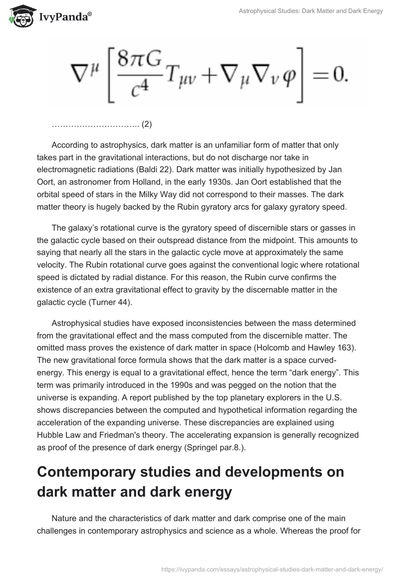 Astrophysical Studies: Dark Matter and Dark Energy. Page 2