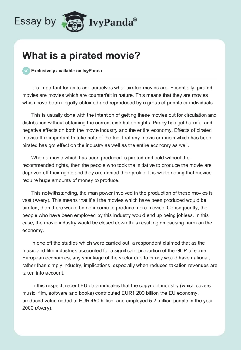 What Is a Pirated Movie?. Page 1