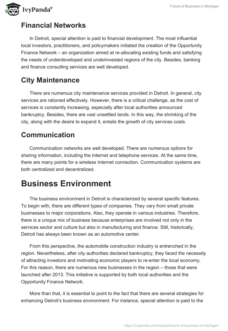 Future of Business in Michigan. Page 2