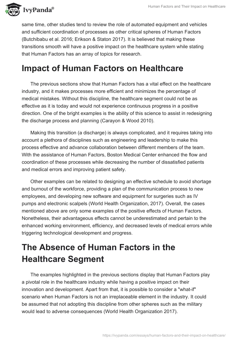 Human Factors and Their Impact on Healthcare. Page 2
