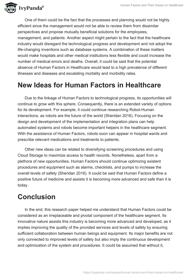 Human Factors and Their Impact on Healthcare. Page 3