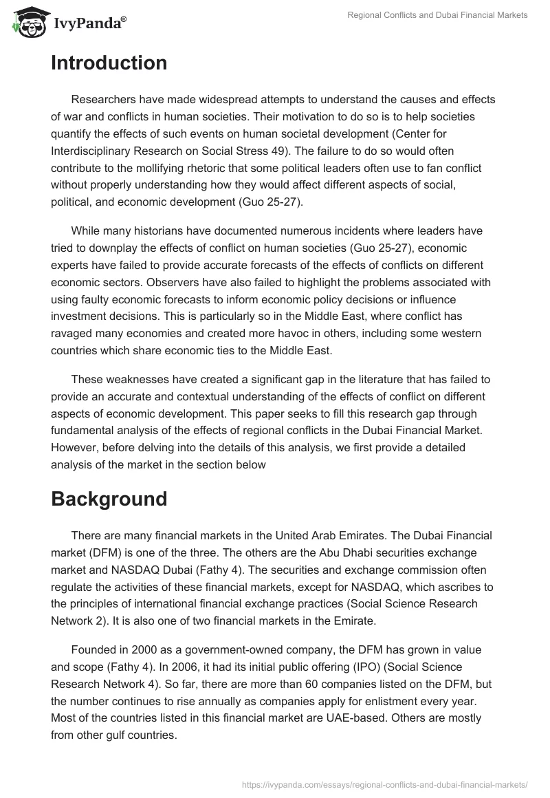 Regional Conflicts and Dubai Financial Markets. Page 2