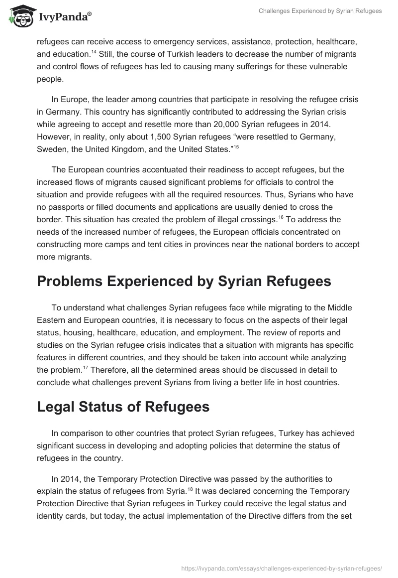 Challenges Experienced by Syrian Refugees. Page 3