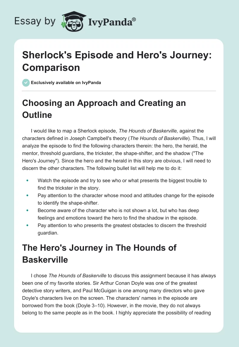 Sherlock's Episode and Hero's Journey: Comparison. Page 1
