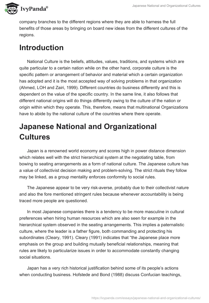 Japanese National and Organizational Cultures. Page 2