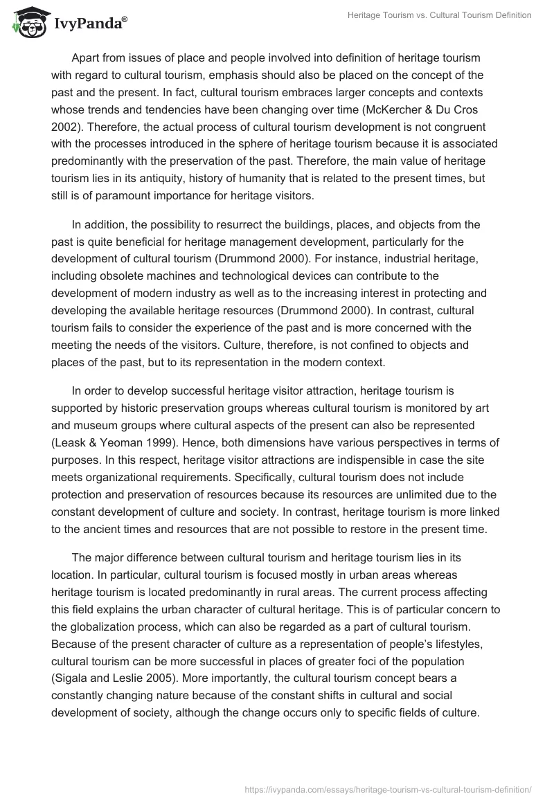 Heritage Tourism vs. Cultural Tourism Definition. Page 3