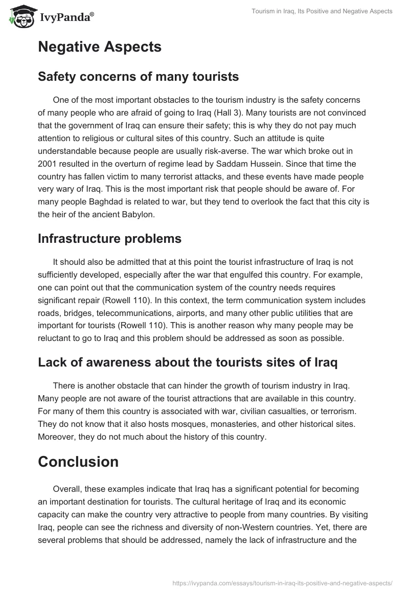 Tourism in Iraq, Its Positive and Negative Aspects. Page 3
