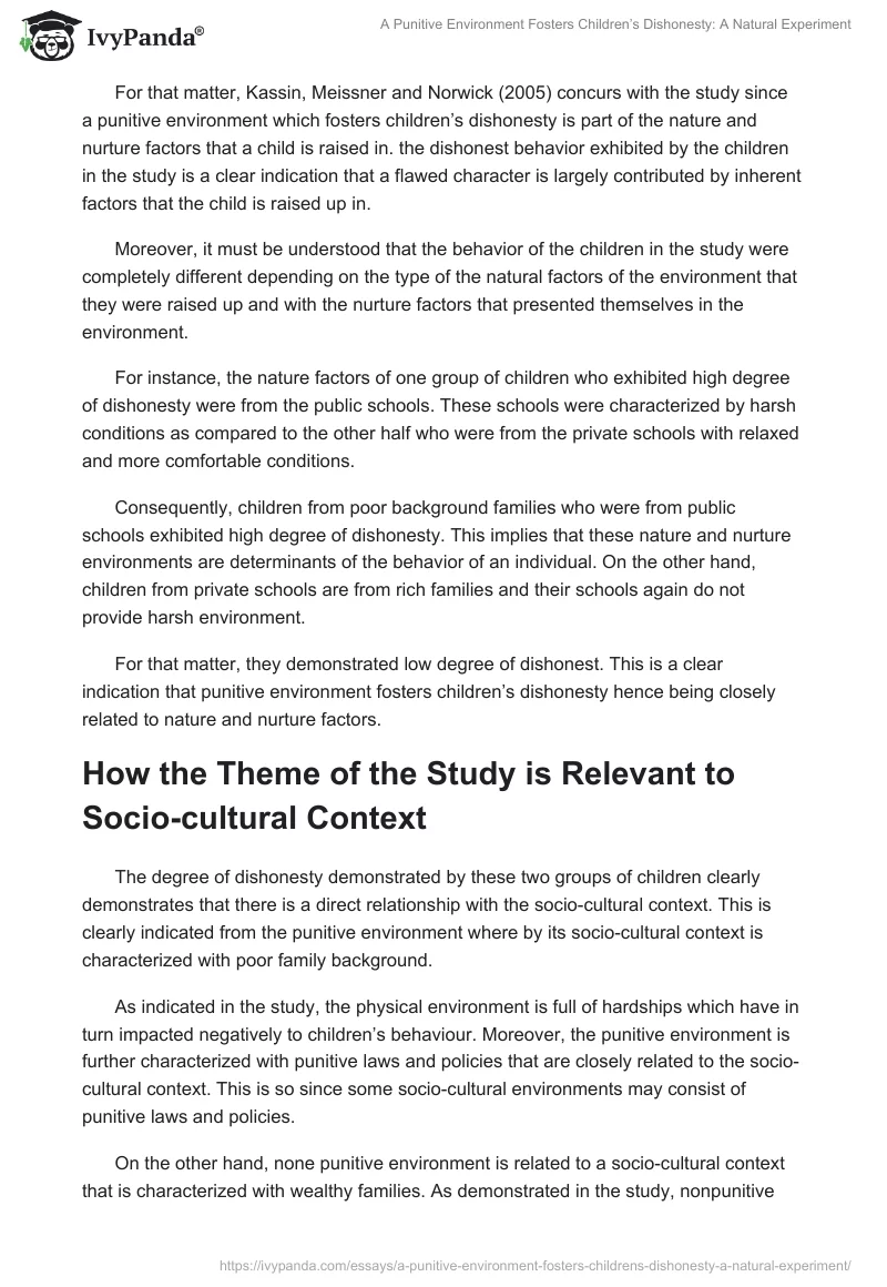 A Punitive Environment Fosters Children’s Dishonesty: A Natural Experiment. Page 3