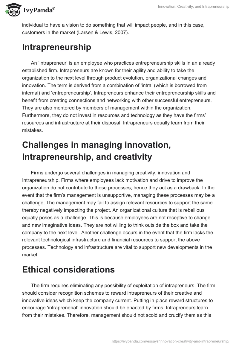 Innovation, Creativity, and Intrapreneurship. Page 2