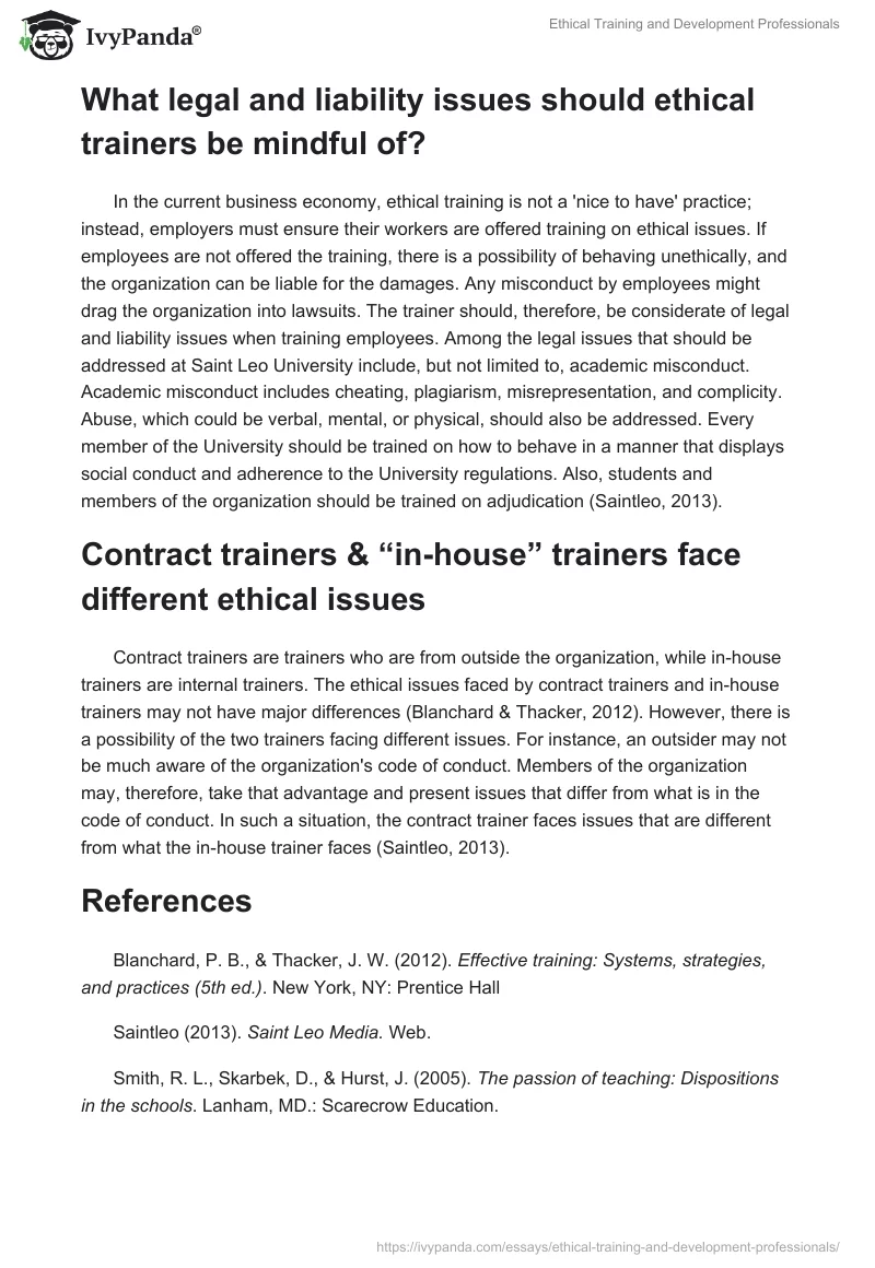 Ethical Training and Development Professionals. Page 2