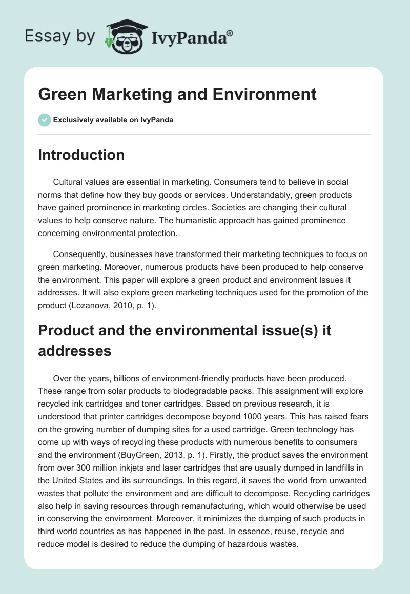 essay on green marketing