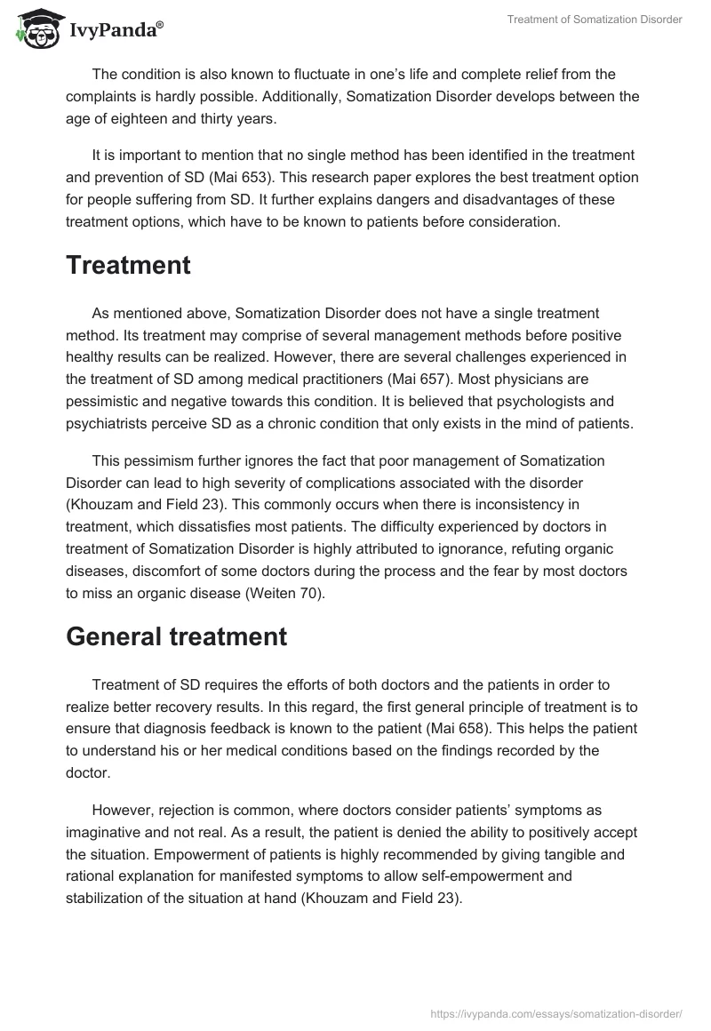 Treatment of Somatization Disorder. Page 2