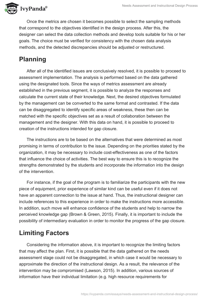 Needs Assessment and Instructional Design Process. Page 4