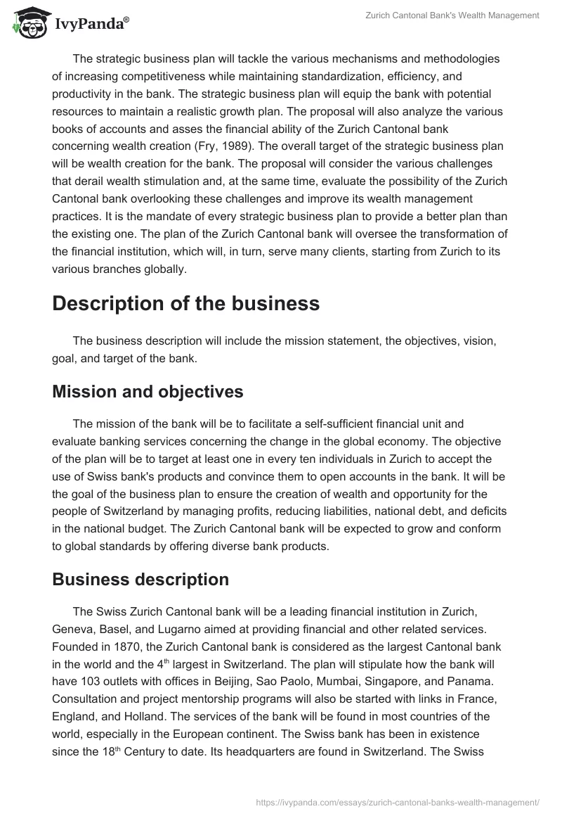 Zurich Cantonal Bank's Wealth Management. Page 2