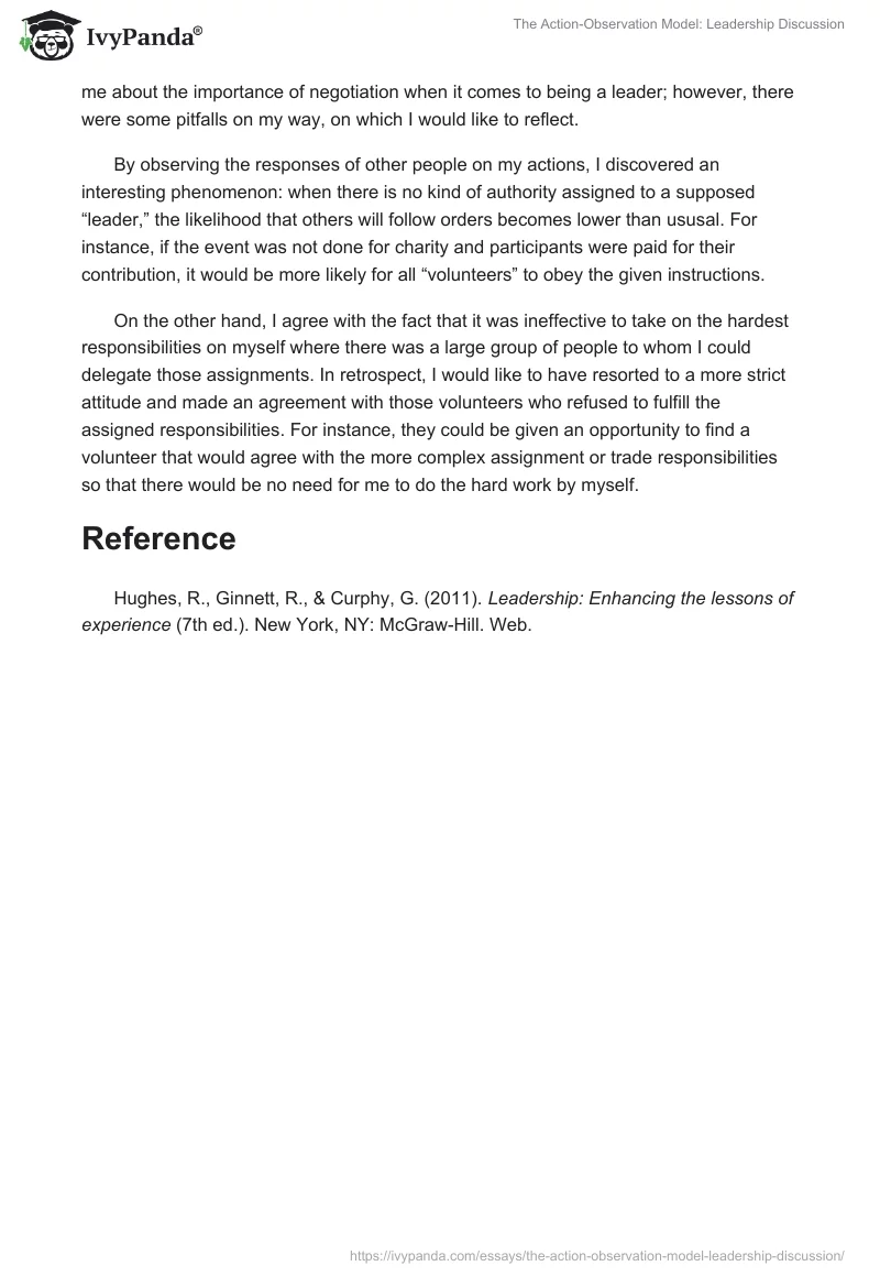 The Action-Observation Model: Leadership Discussion. Page 2