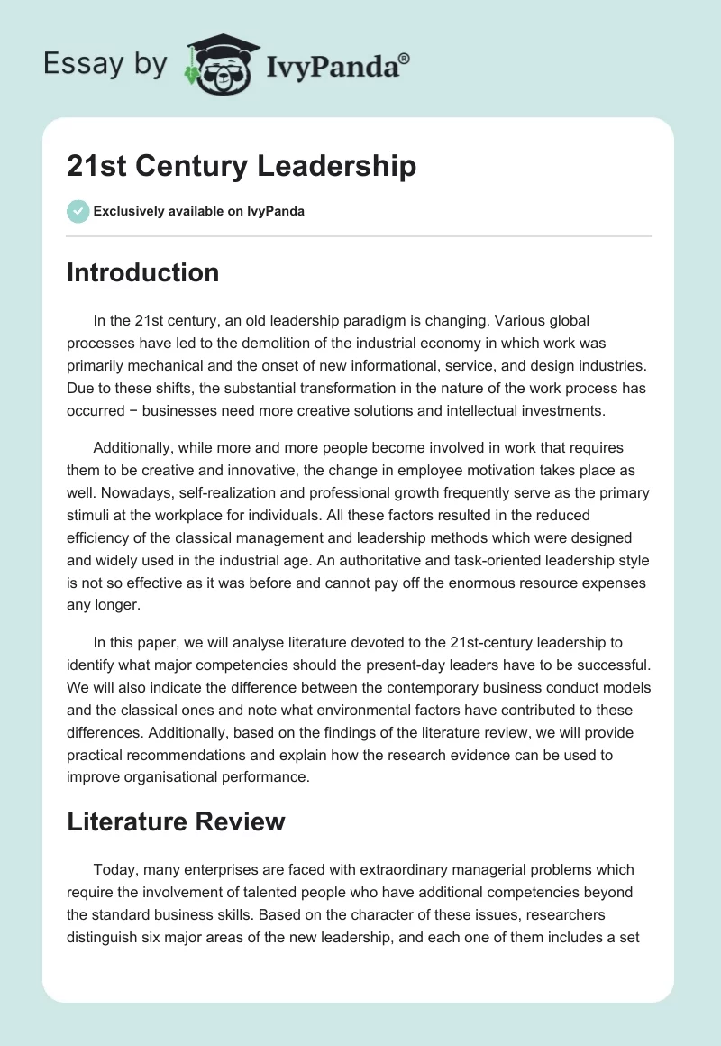 21st Century Leadership. Page 1