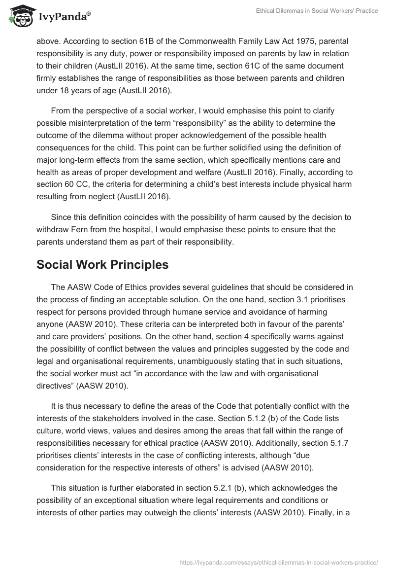 ethical dilemma social work case study