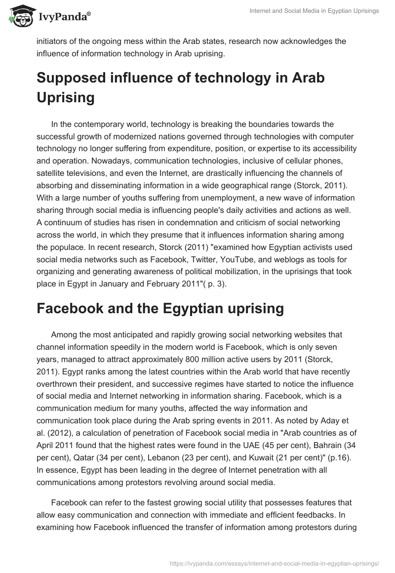 Internet and Social Media in Egyptian Uprisings. Page 2