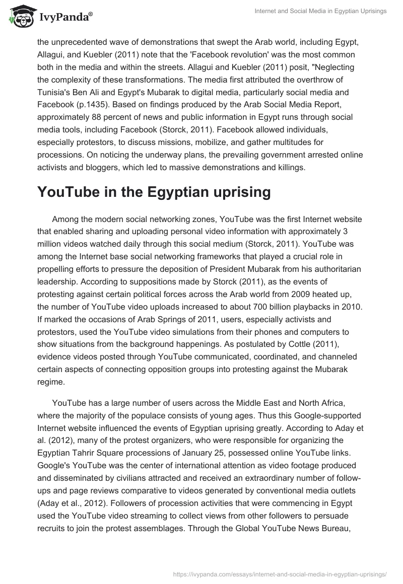 Internet and Social Media in Egyptian Uprisings. Page 3