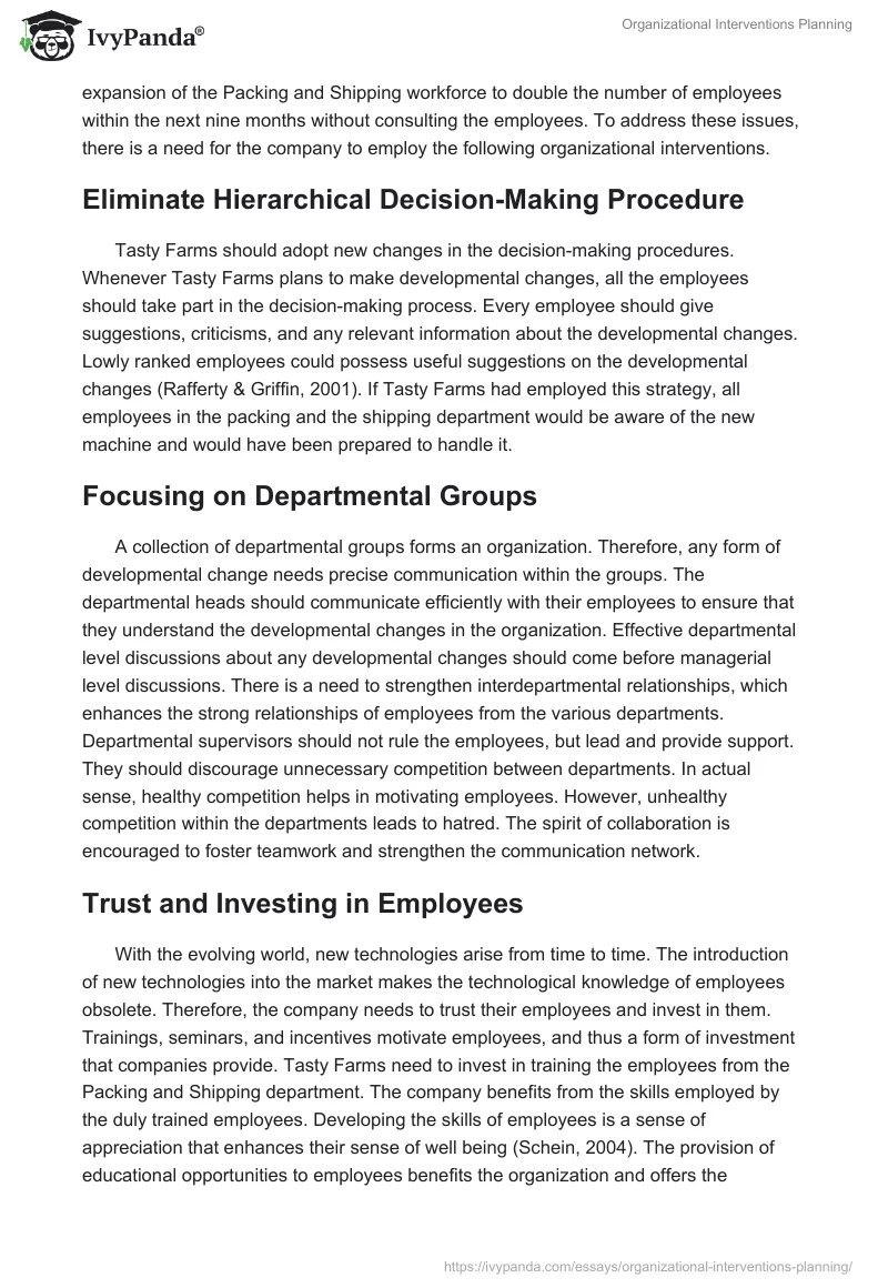 Organizational Interventions Planning. Page 2