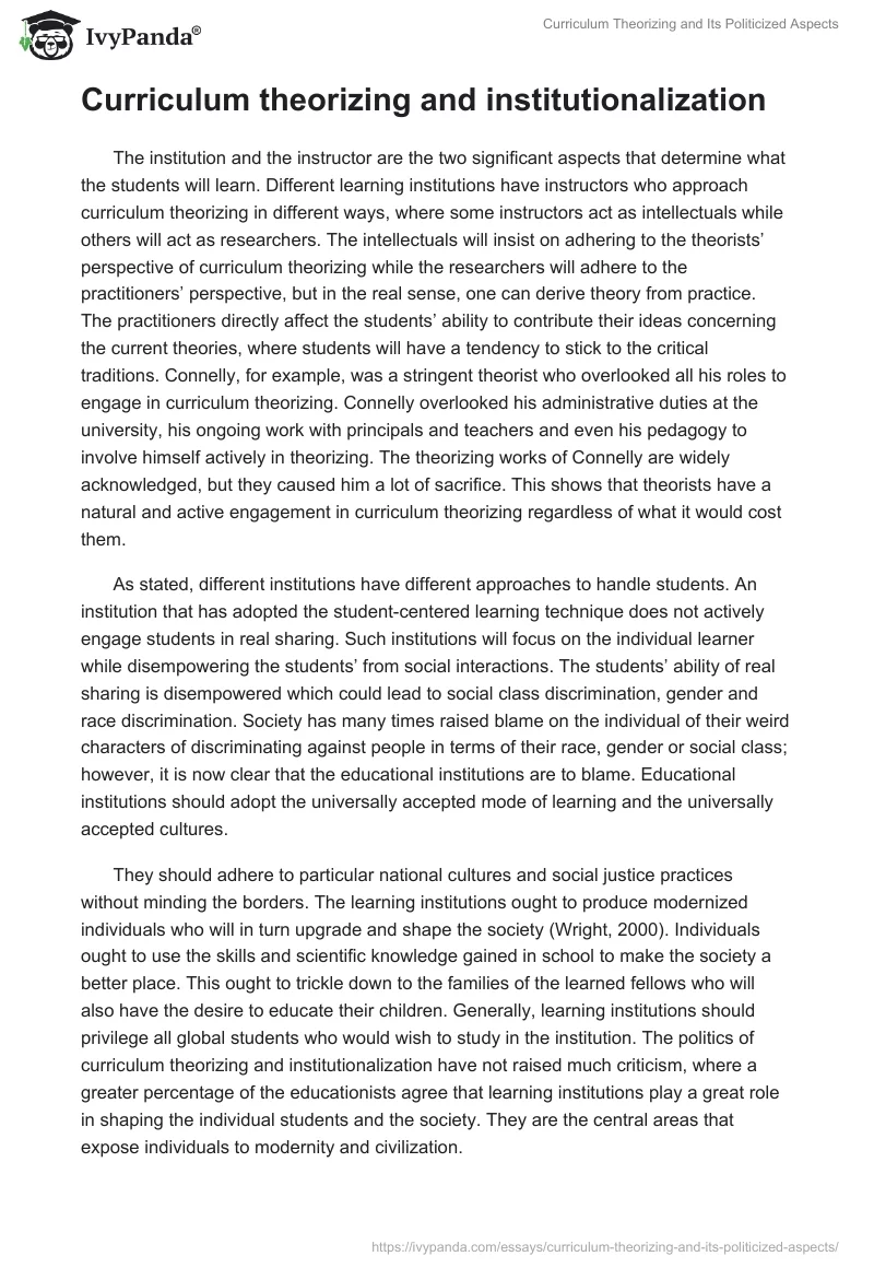 Curriculum Theorizing and Its Politicized Aspects. Page 2