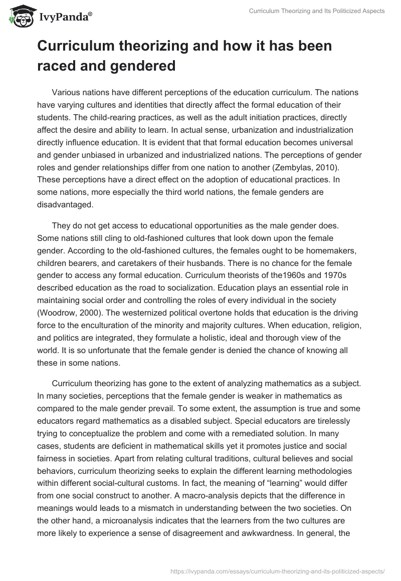 Curriculum Theorizing and Its Politicized Aspects. Page 4