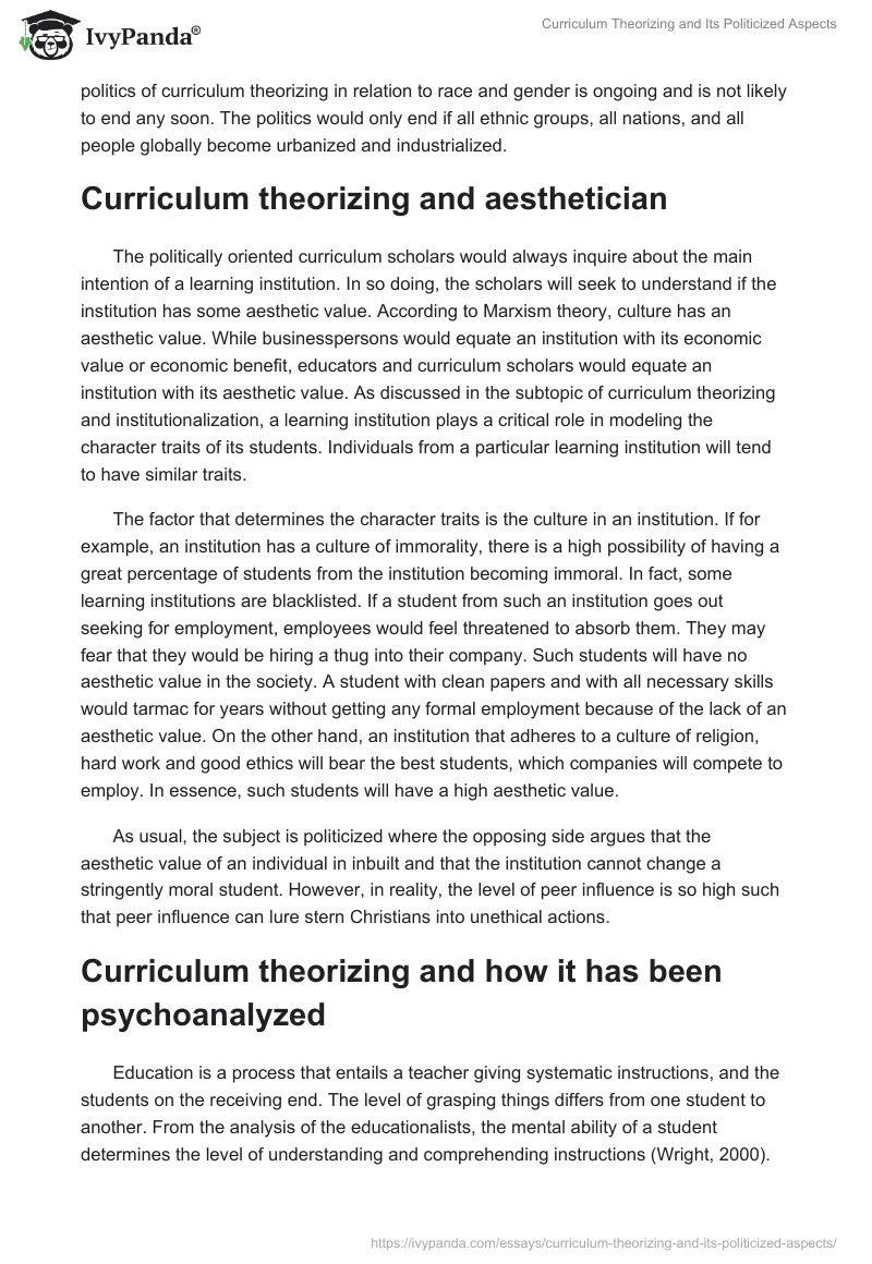 Curriculum Theorizing and Its Politicized Aspects. Page 5