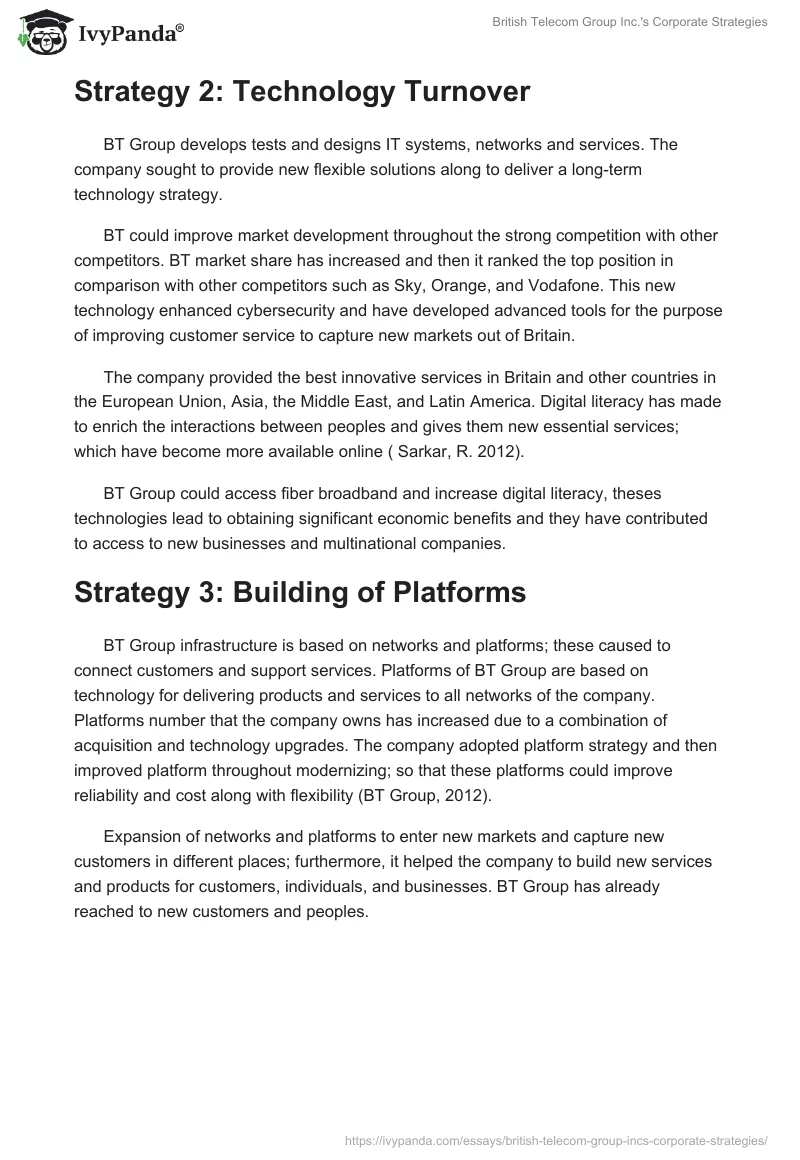 British Telecom Group Inc.'s Corporate Strategies. Page 5
