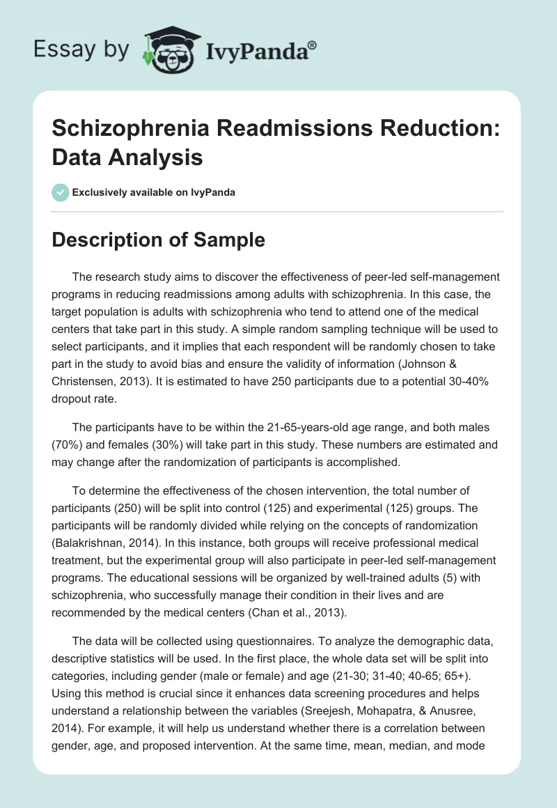 Schizophrenia Readmissions Reduction: Data Analysis. Page 1
