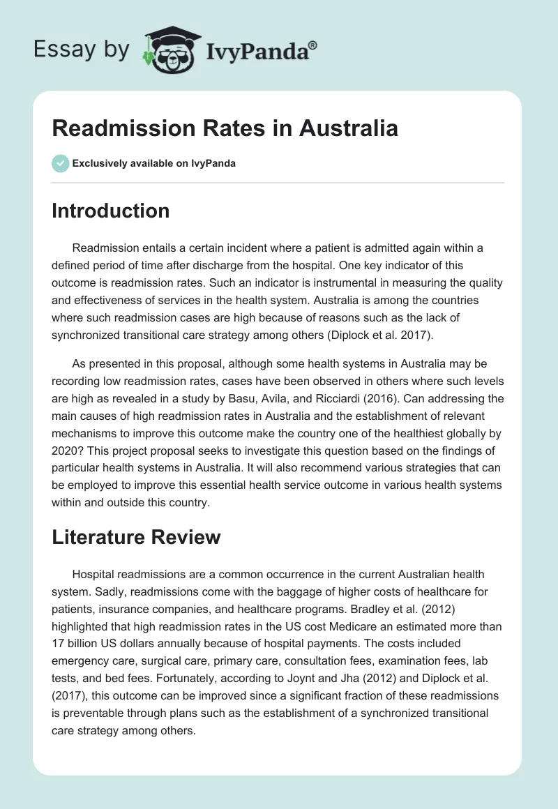Readmission Rates in Australia. Page 1