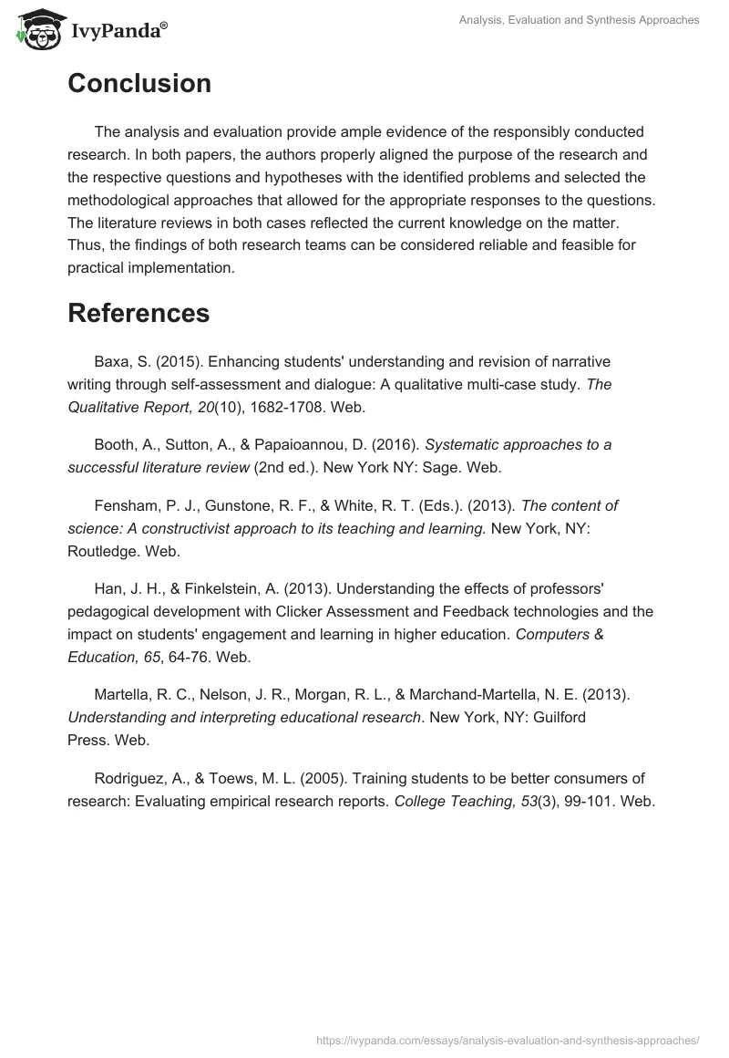 Analysis, Evaluation and Synthesis Approaches. Page 4