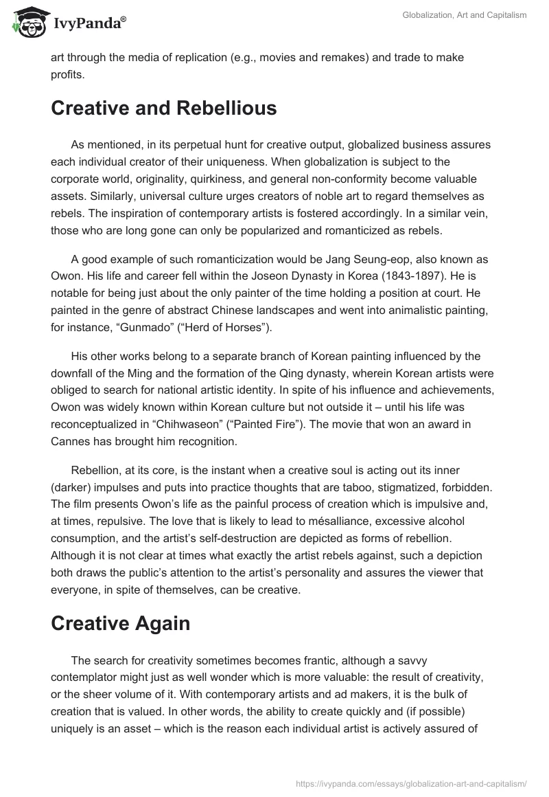 Globalization, Art and Capitalism. Page 2