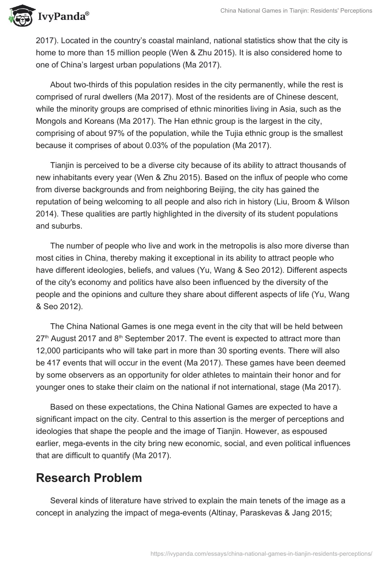 China National Games in Tianjin: Residents' Perceptions. Page 3