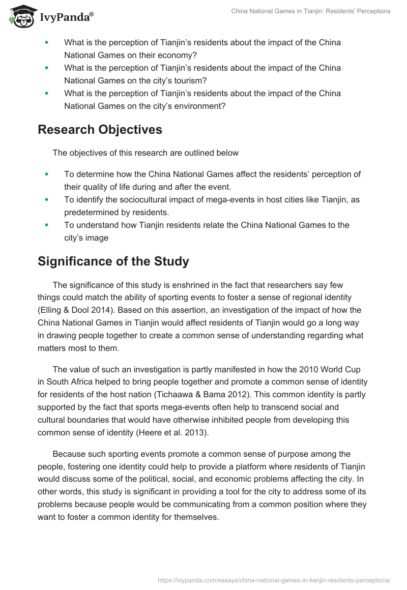 China National Games in Tianjin: Residents' Perceptions. Page 5