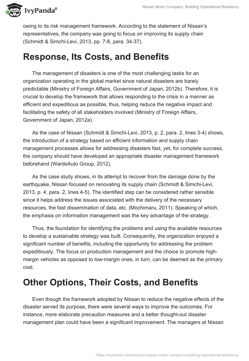 Nissan Motor Company: Building Operational Resiliency. Page 2
