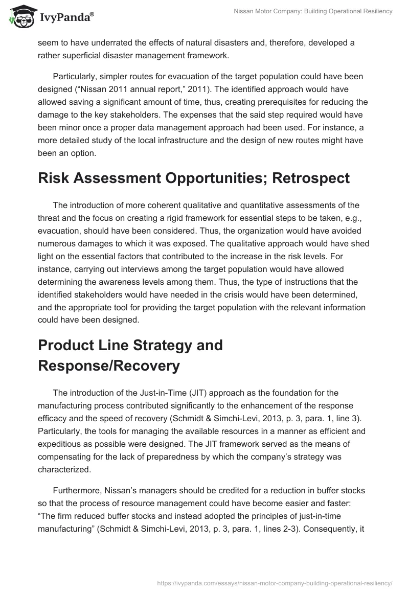 Nissan Motor Company: Building Operational Resiliency. Page 3