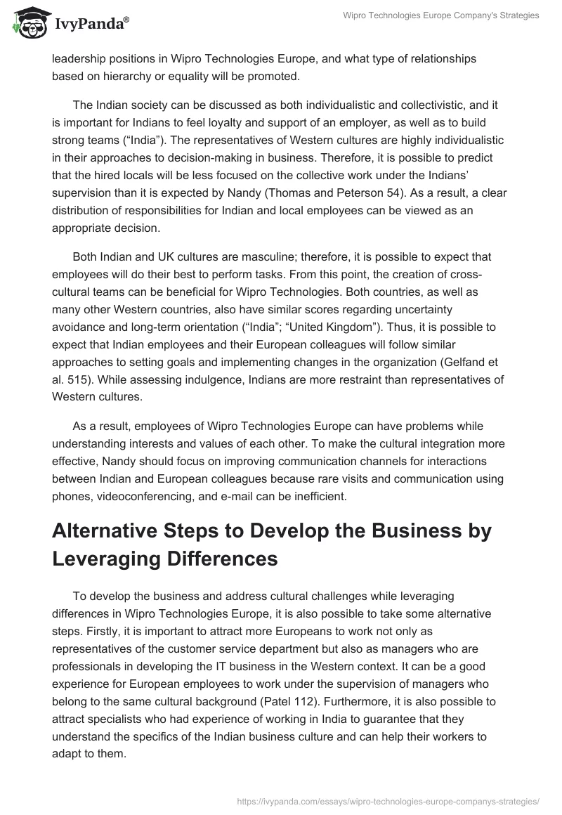 Wipro Technologies Europe Company's Strategies. Page 2
